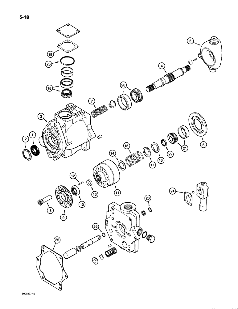 Схема запчастей Case 1085C - (5-18) - STEERING AND CONTROL PUMP (05) - STEERING