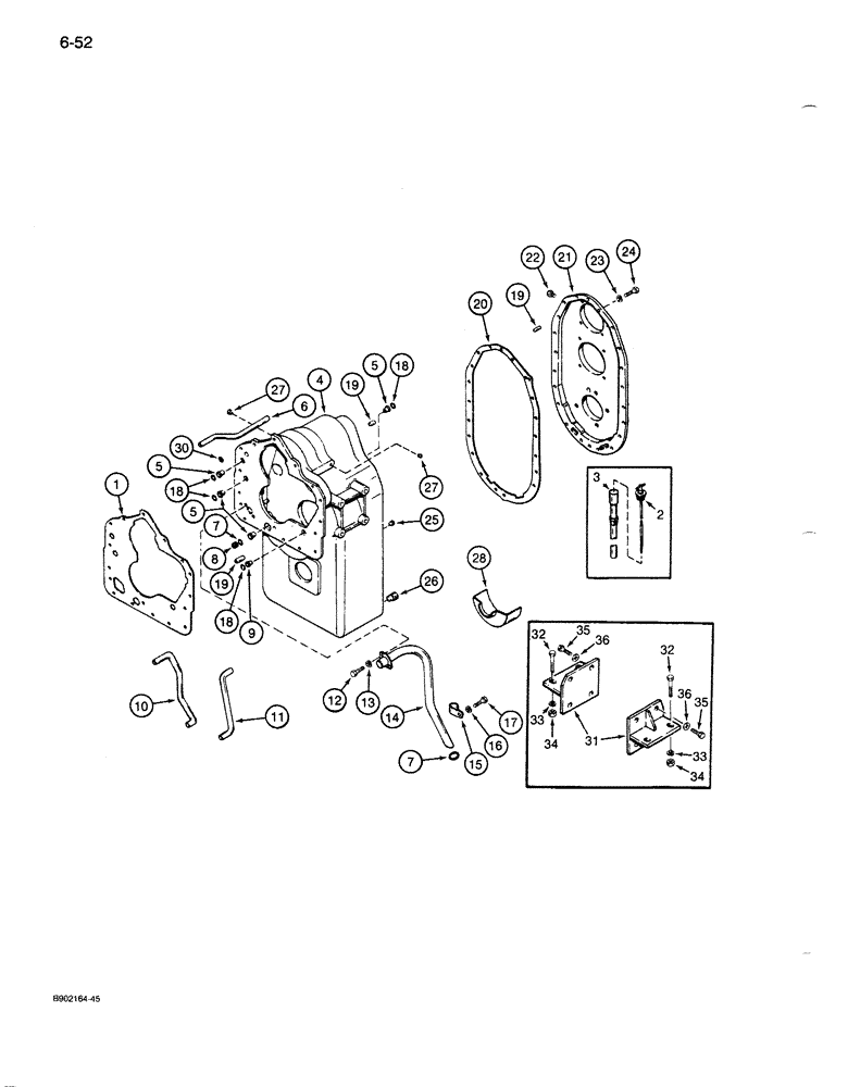 Схема запчастей Case 1086B - (6-052) - TRANSMISSION, HOUSING, COVERS, AND MOUNTING COMPONENTS (06) - POWER TRAIN