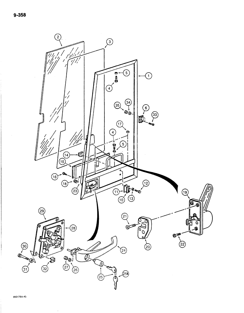 Схема запчастей Case 170B - (9-358) - CAB DOOR, P.I.N. 74341 THROUGH 74456 (09) - CHASSIS