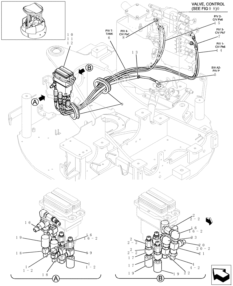 Схема запчастей Case CX22B - (727-60[1]) - CONTROL LINES, PROPEL (NIBBLER & BREAKER + TRAVEL ALARM) (35) - HYDRAULIC SYSTEMS