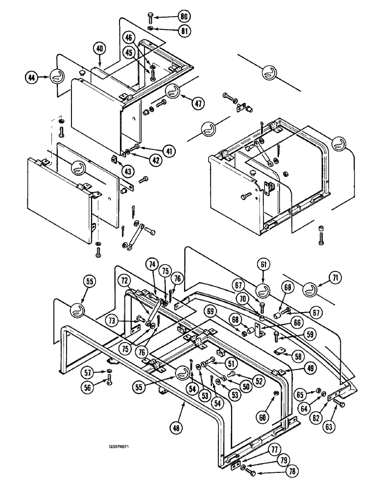 Схема запчастей Case 220B - (9-020) - ENGINE ACCESS COVER FRAMES AND SEALS, P.I.N. 74441 THROUGH 74597, P.I.N. 03201 AND AFTER (CONT) (09) - CHASSIS