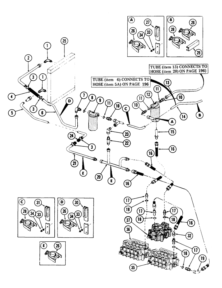 Схема запчастей Case 880 - (210) - MAIN VALVE TO RESERVOIR AND COOLER HYDRAULICS, (USED ON UNITS W/S.N. 6200912 AND AFTER) (07) - HYDRAULIC SYSTEM