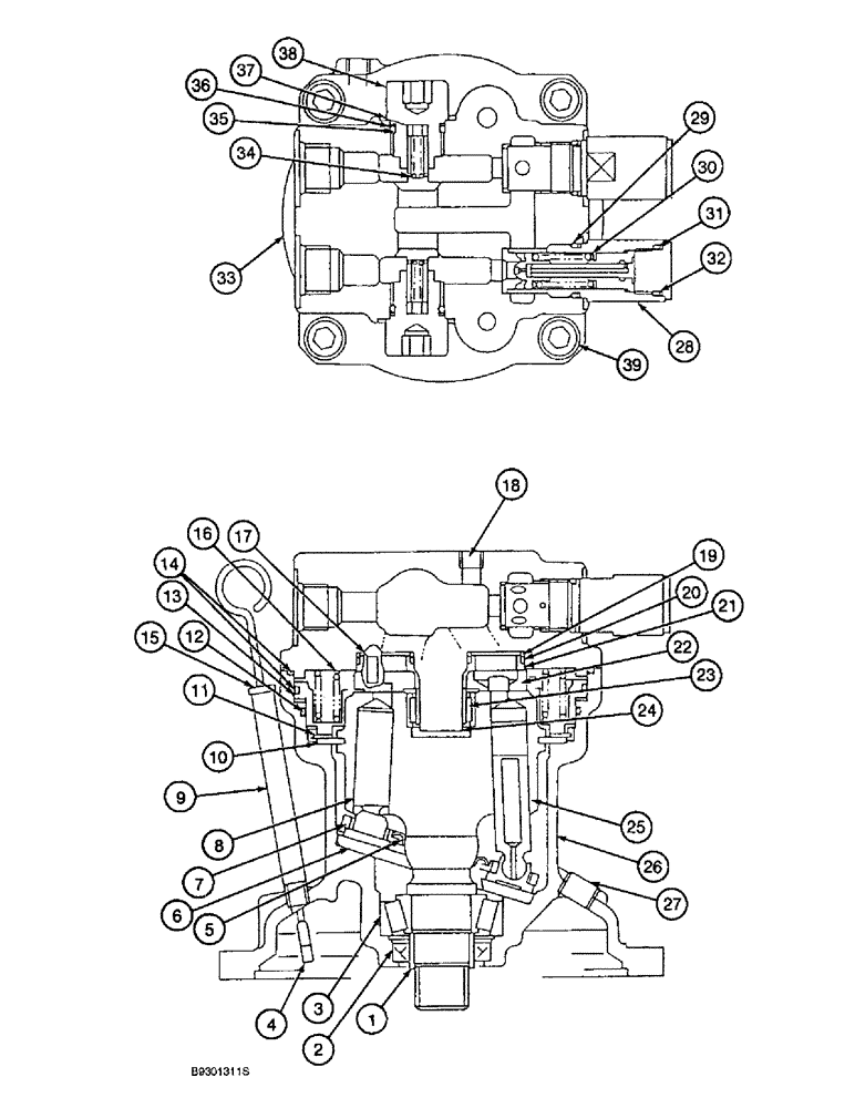 Схема запчастей Case 9010 - (8-54) - 155775A1 SWING MOTOR ASSEMBLY (08) - HYDRAULICS