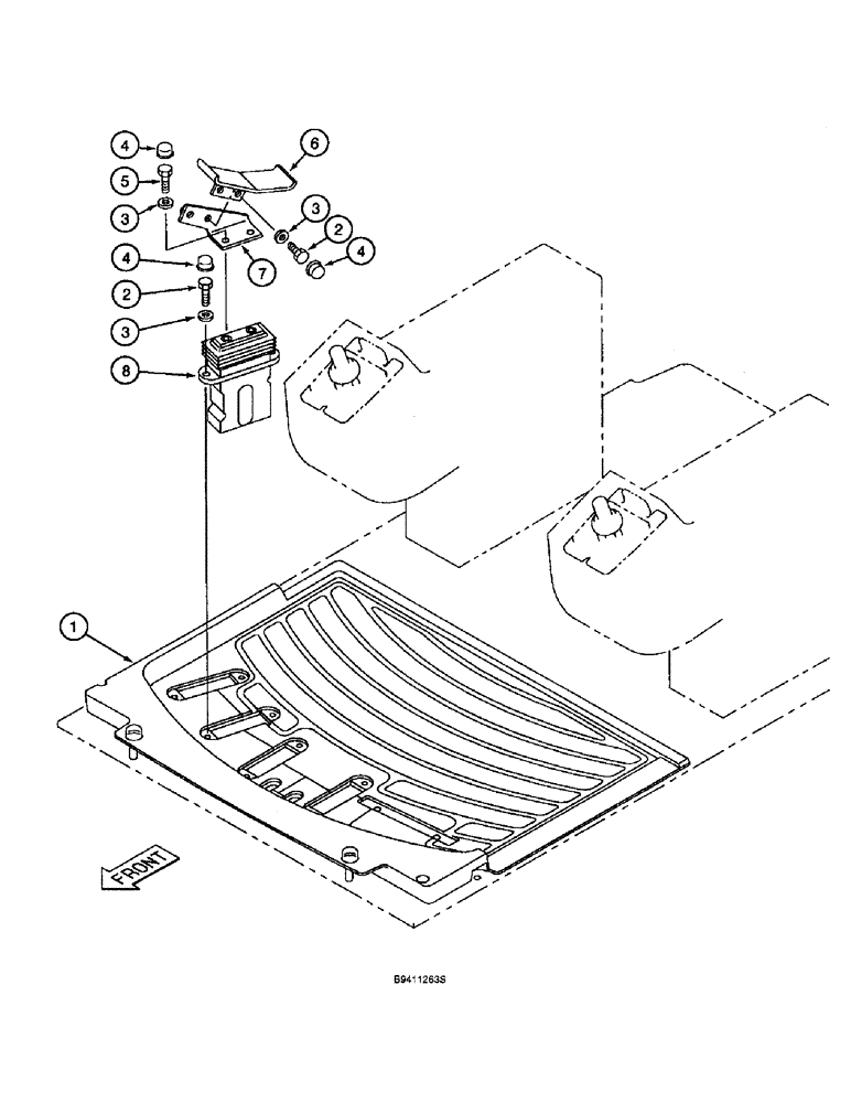 Схема запчастей Case 9060B - (6-16) - AUXILIARY HYDRAULIC CONTROL, PEDAL AND FLOORMAT (06) - POWER TRAIN