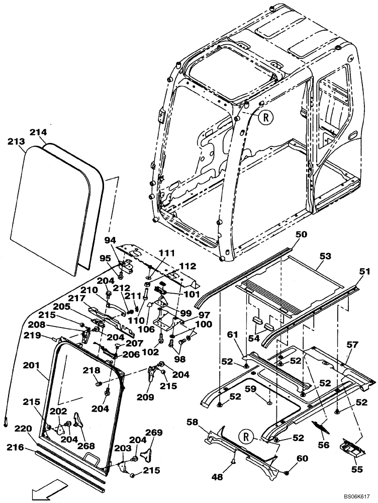 Схема запчастей Case CX290B - (09-30) - CAB - WINDOW, FRONT (09) - CHASSIS/ATTACHMENTS