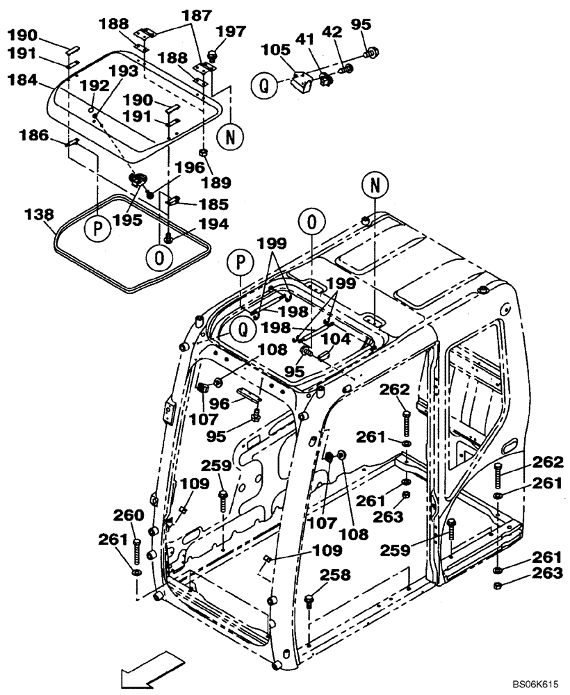 Схема запчастей Case CX210B - (09-27[02]) - CAB - ROOF, OPENABLE WINDOW (13) - CHASSIS/ATTACHMENTS