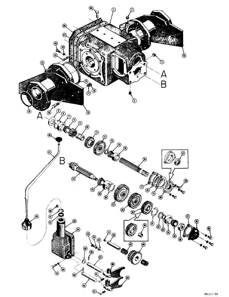 Схема запчастей Case 320 - (062) - TRANSMISSION - DIFFERENTIAL AND FINAL DRIVE SPACERS (03) - TRANSMISSION