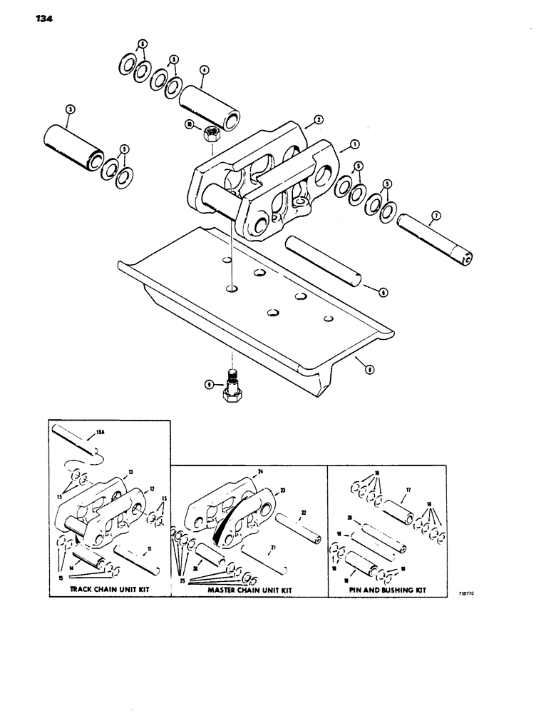 Схема запчастей Case 450 - (134) - TRACK CHAINS (04) - UNDERCARRIAGE