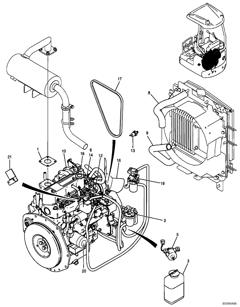 Схема запчастей Case CX17B - (01-004[00]) - ENGINE ASSY (PU02P00013F1) (10) - ENGINE