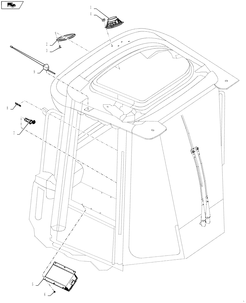 Схема запчастей Case 621F - (55.512.01) - RADIO INSTALLATION, 12 VOLT (88) - ACCESSORIES