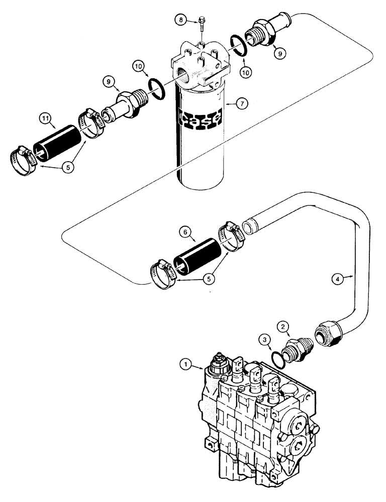 Схема запчастей Case 550H - (8-03) - HYDRAULICS, EQUIPMENT, CONTROL VALVE TO HYDRAULIC RESERVOIR (08) - HYDRAULICS