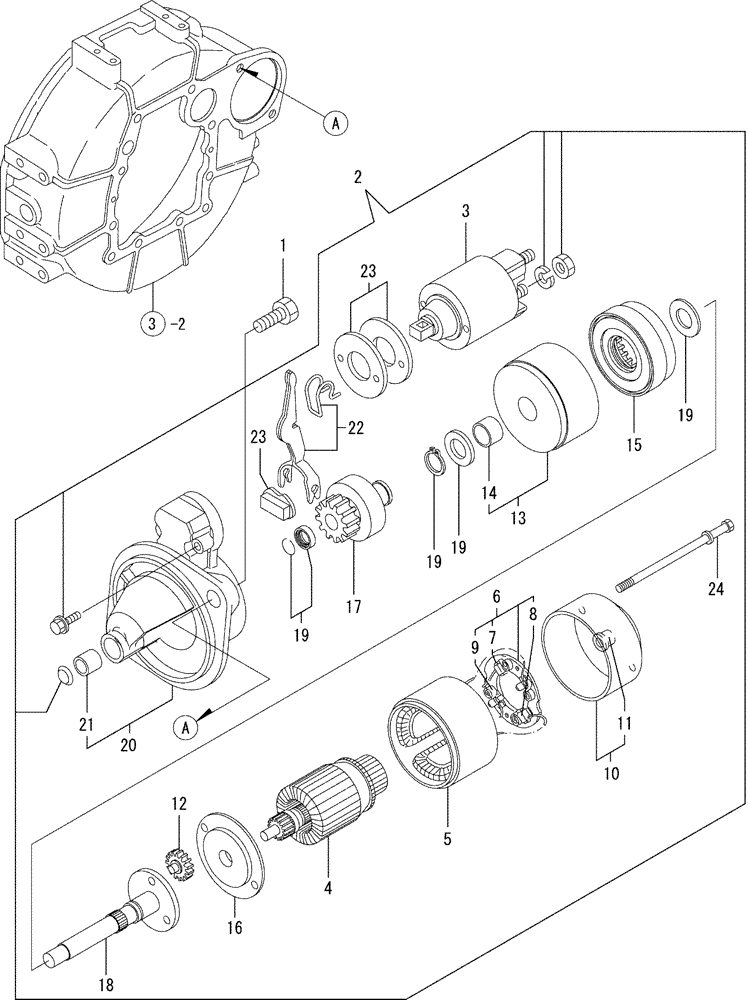 Схема запчастей Case CX27B - (08-014) - STARTING MOTOR (55) - ELECTRICAL SYSTEMS