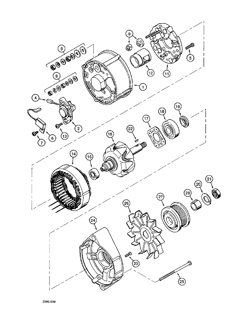 Схема запчастей Case 550E - (4-10) - A187873 ALTERNATOR - 65 AMPERE (04) - ELECTRICAL SYSTEMS