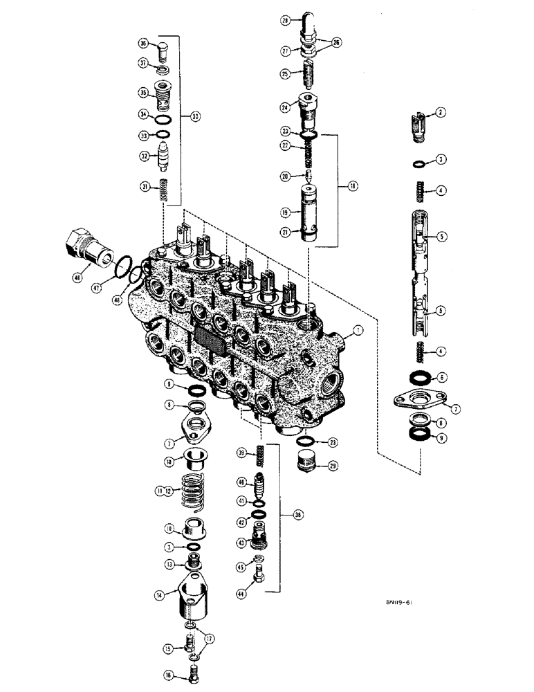 Схема запчастей Case 22 - (26) - D27923 BACKHOE HYDRAULIC CONTROL VALVE 