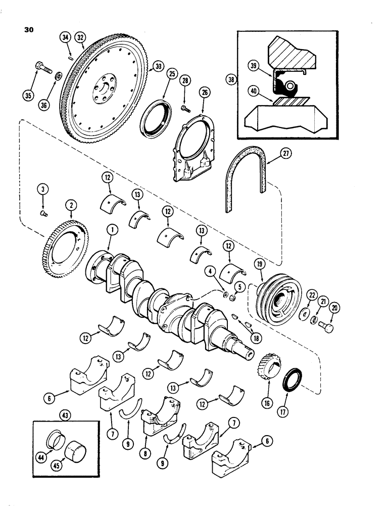 Схема запчастей Case 855C - (030) - CRANKSHAFT AND FLYWHEEL, 336BD AND 336BDT DIESEL ENGINES (01) - ENGINE