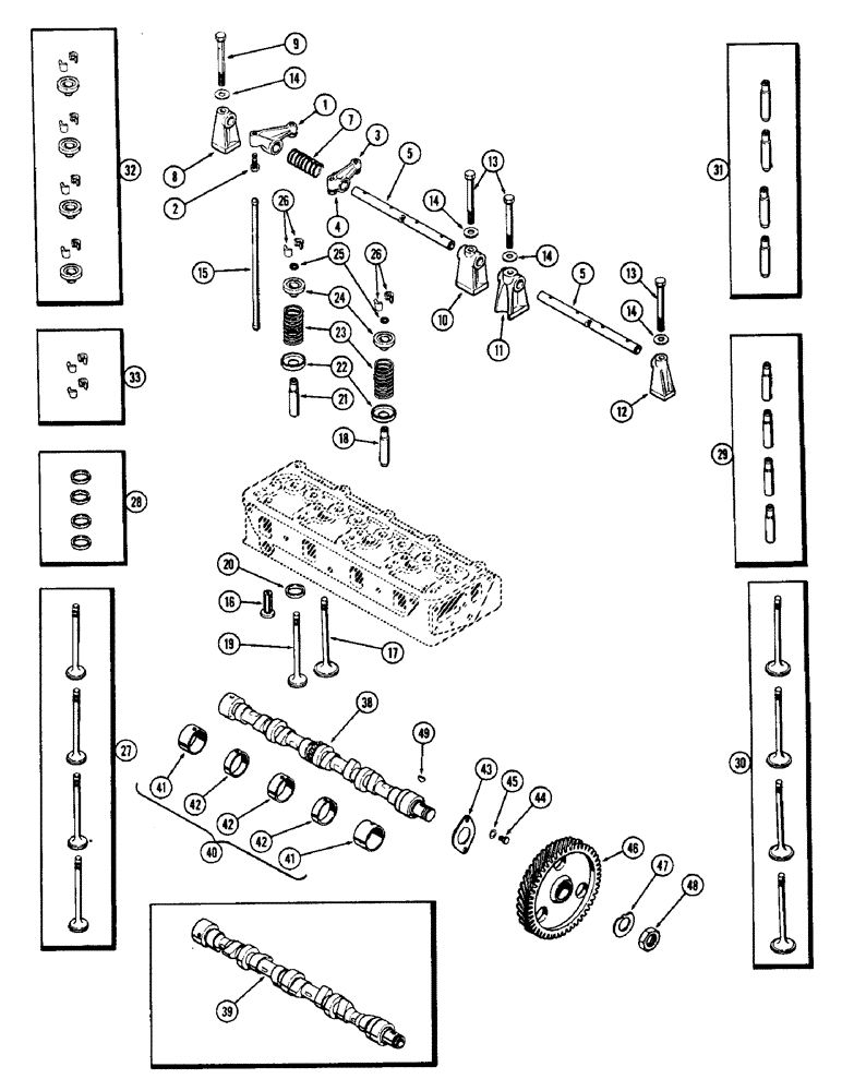 Схема запчастей Case 480CK - (012) - VALVE MECHANISM AND CAMSHAFT, (188) DIESEL ENGINE 