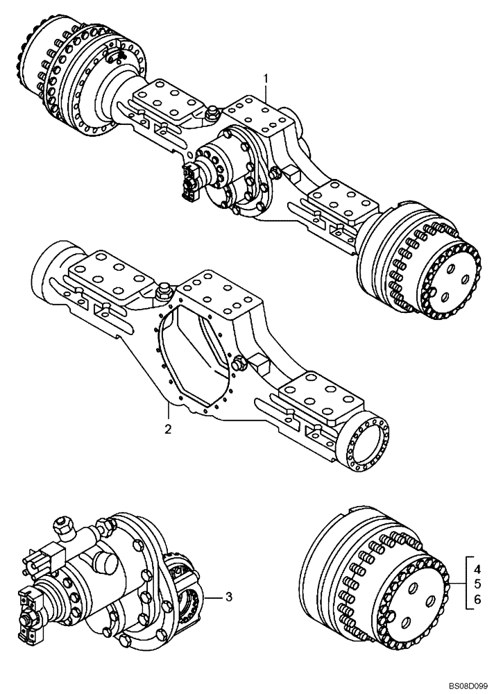 Схема запчастей Case 340B - (33A00010058[001]) - SECTION INDEX, REAR AXLE (89500423518) (11) - AXLES/WHEELS