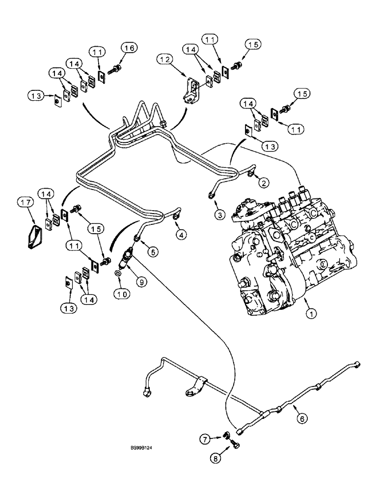 Схема запчастей Case 590SL - (3-12) - FUEL INJECTION SYSTEM, 4T-390 EMISSIONS CERTIFIED ENGINE (03) - FUEL SYSTEM