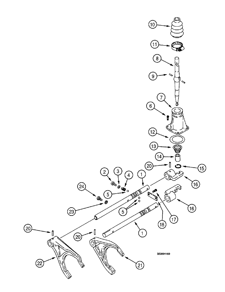 Схема запчастей Case 580L - (6-068) - TRANSMISSION ASSEMBLY, TRANSMISSION SHIFTER MECHANISM, TWO WHEEL OR FOUR WHEEL DRIVE (06) - POWER TRAIN