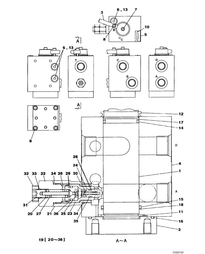 Схема запчастей Case CX80 - (08-46) - VALVE ASSY, DIRECTIONAL (08) - HYDRAULICS