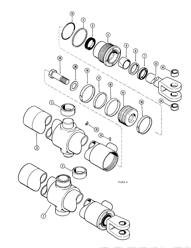 Схема запчастей Case 680CK - (286) - G101220 AND G101221 LOADER TILT CYLINDERS, 3" DIA. CYLINDER W/ 23 1/2 " STROKE, W/ ONE PIECE PISTON (35) - HYDRAULIC SYSTEMS