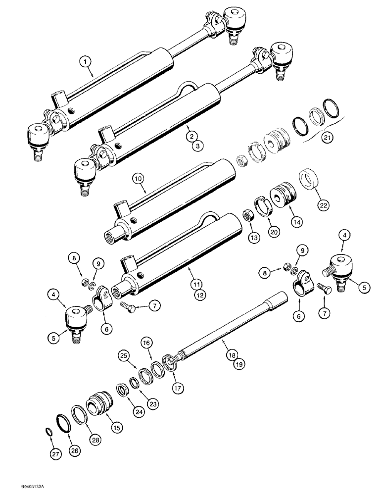 Схема запчастей Case 480F - (5-14) - STEERING CYLINDERS (05) - STEERING