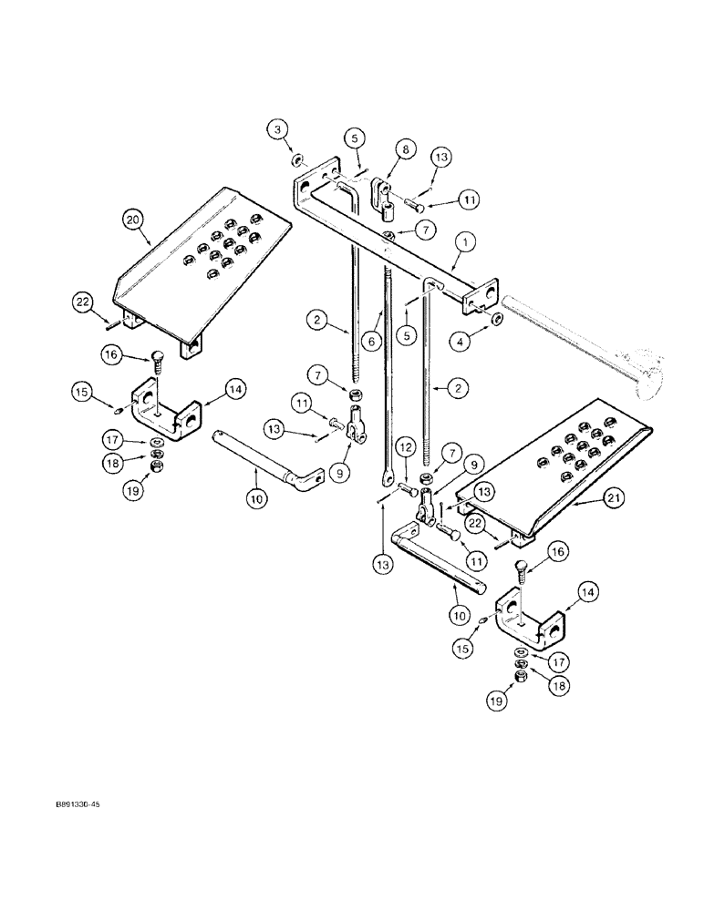 Схема запчастей Case 480F - (9-028) - BACKHOE CONTROLS WITH FOOT SWING, SWING PEDALS AND MOUNTING (09) - CHASSIS/ATTACHMENTS