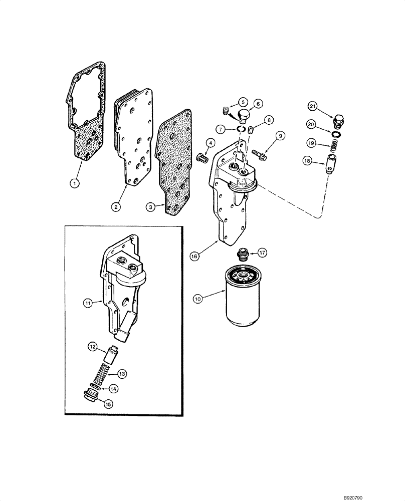 Схема запчастей Case 1845C - (02-15) - FILTER AND COOLER - OIL, 4-390 ENGINE (02) - ENGINE