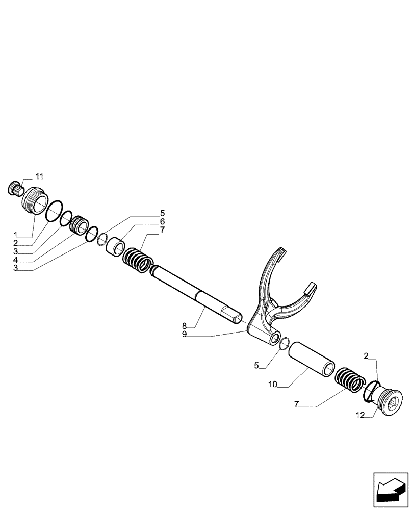 Схема запчастей Case 580SN WT - (27.110.02[03]) - AXLE, REAR DRIVE - DIFFERENTIAL LOCK (580SN WT, 590SN) (27) - REAR AXLE SYSTEM