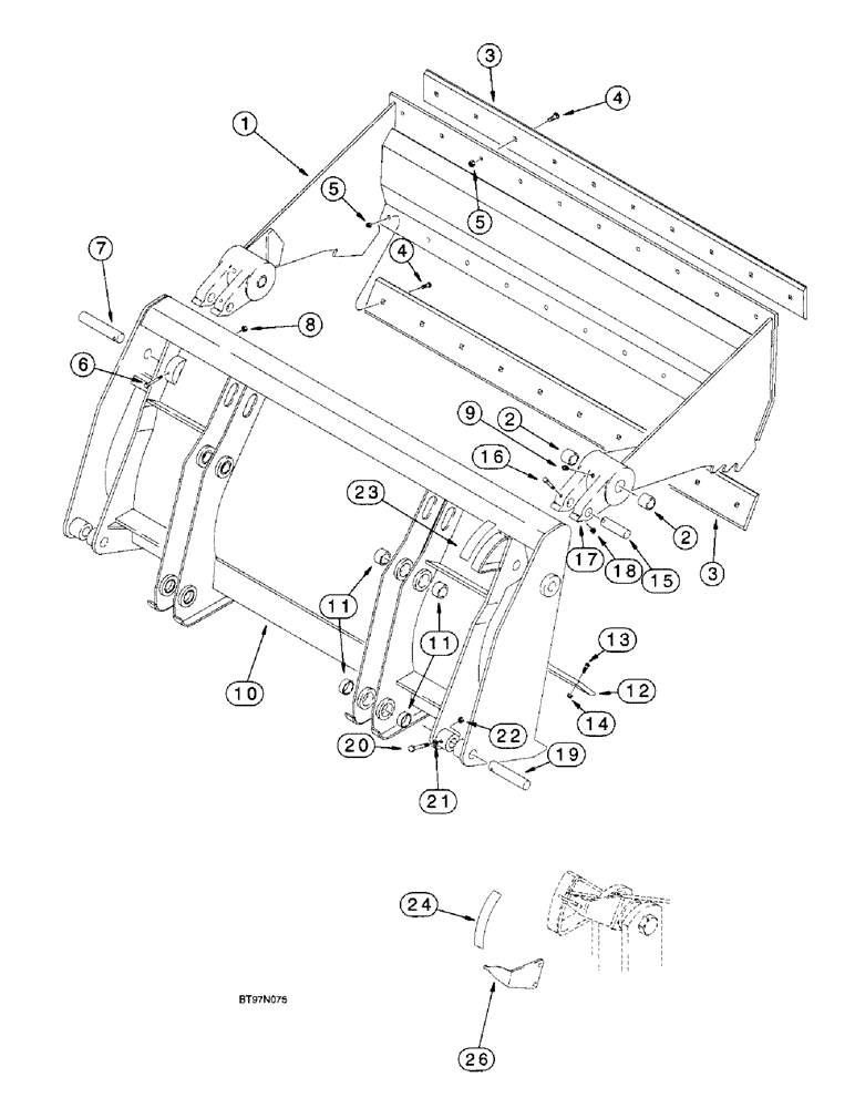 Схема запчастей Case 580L - (9-030) - LOADER CLAM BUCKET (09) - CHASSIS/ATTACHMENTS