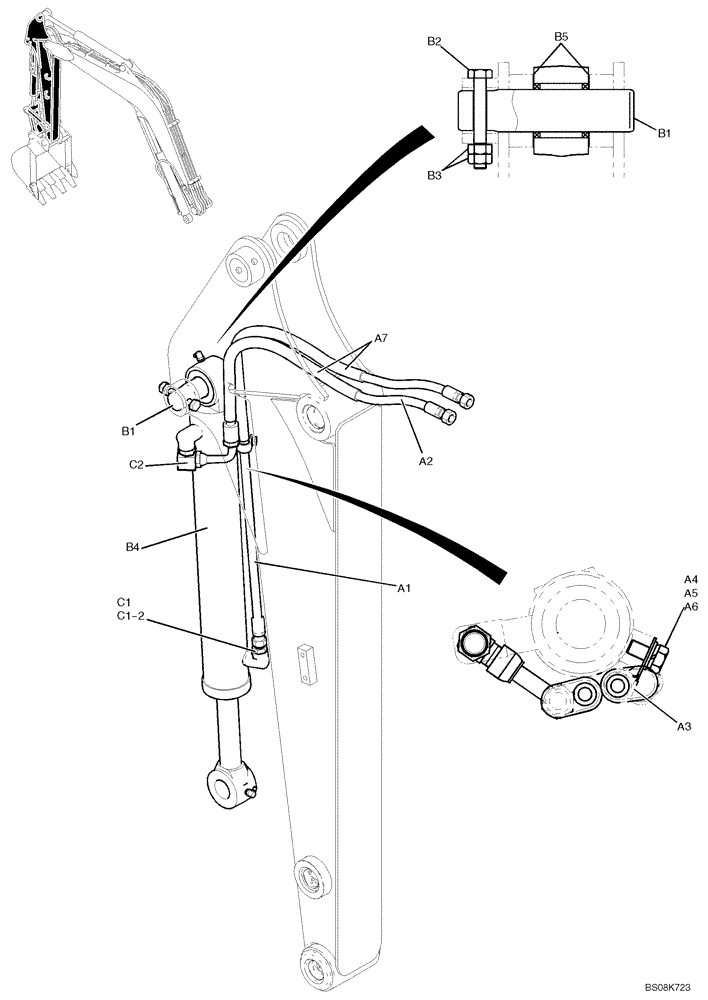 Схема запчастей Case CX27B BTW - (03-008) - HYDRAULIC LINES ARM 1.12M (3FT 8 IN) (PV43H00014F1, PV12B00113F1, PM43H00021F1) (35) - HYDRAULIC SYSTEMS