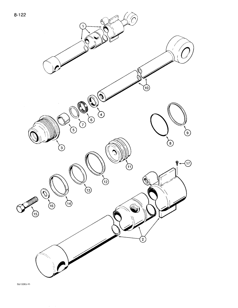 Схема запчастей Case 780D - (8-122) - BACKHOE DIPPER EXTENSION CYLINDER (08) - HYDRAULICS