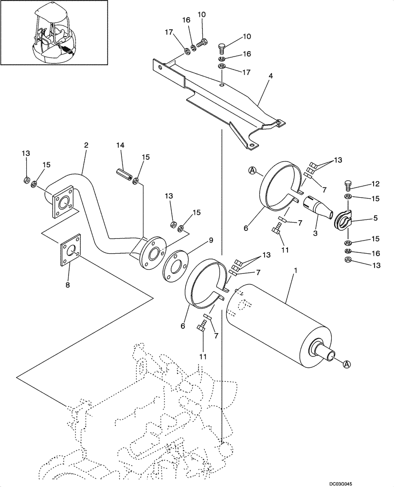 Схема запчастей Case CX25 - (02-06[00]) - MUFFLER ASSY (02) - ENGINE