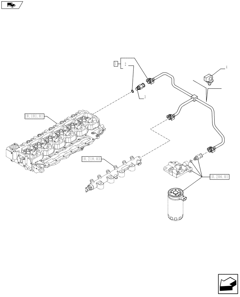 Схема запчастей Case F4HFE613U A006 - (10.218.05) - INJECTION EQUIPMENT - PIPING (504116744) (10) - ENGINE