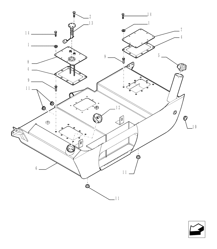 Схема запчастей Case TX1055 - (1.82.0[02]) - FUEL AND OIL TANK - COMPONENTS (10) - ENGINE