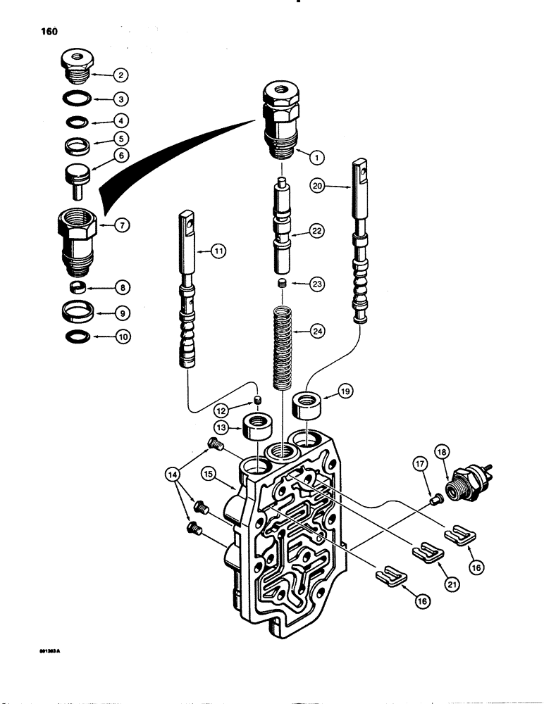 Схема запчастей Case 780B - (160) - TRANSMISSION CONTROL VALVE ASSEMBLY (06) - POWER TRAIN