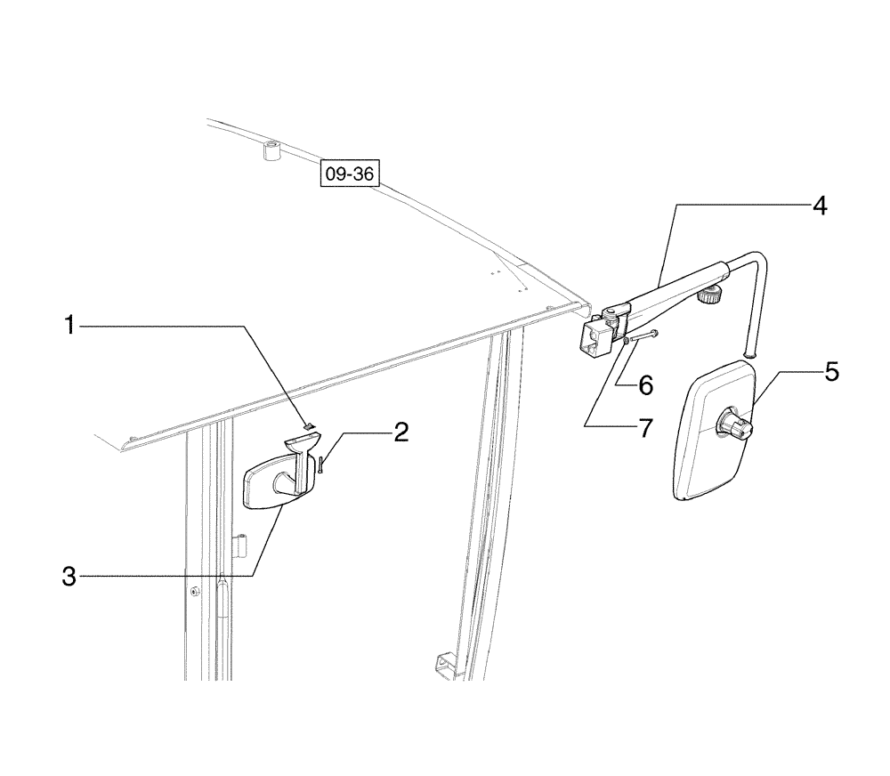 Схема запчастей Case 865B - (09-46[01]) - CAB, REAR-VIEW MIRROR (09) - CHASSIS/ATTACHMENTS