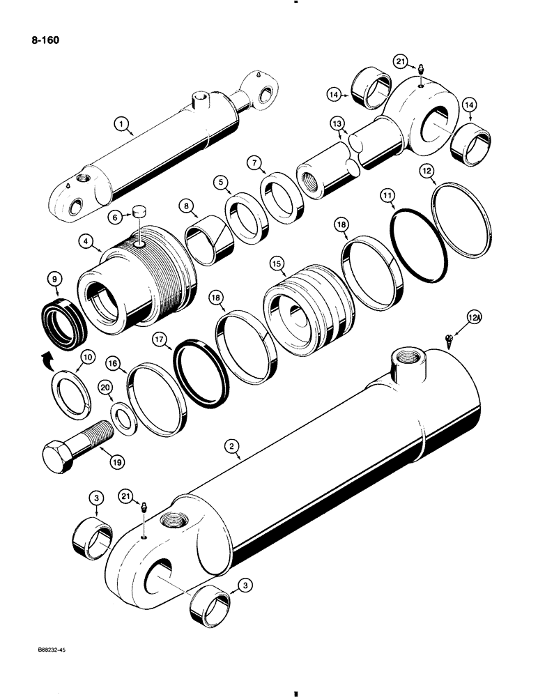 Схема запчастей Case 580K - (8-160) - THREE-POINT HITCH LIFT CYLINDER (08) - HYDRAULICS