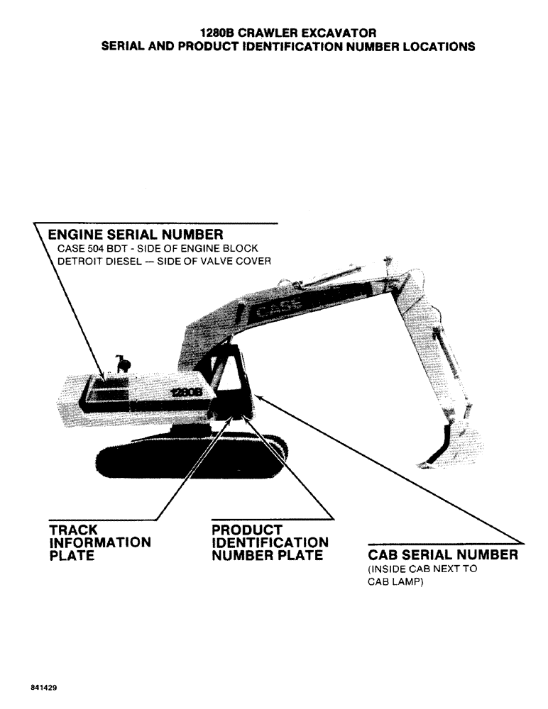 Схема запчастей Case 1280B - (004) - SERIAL AND PRODUCT IDENTIFICATION NUMBER LOCATIONS (00) - PICTORIAL INDEX