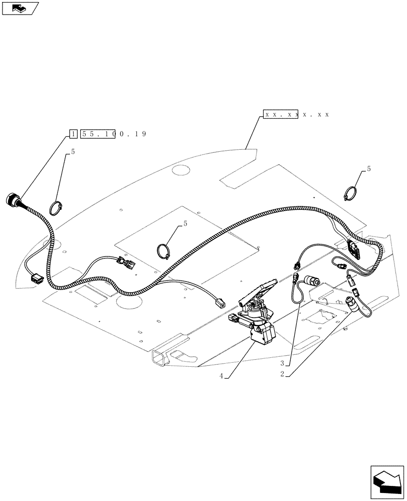 Схема запчастей Case 621F - (55.100.20) - HARNESS, CAB BOTTOM INSTALLATION (55) - ELECTRICAL SYSTEMS