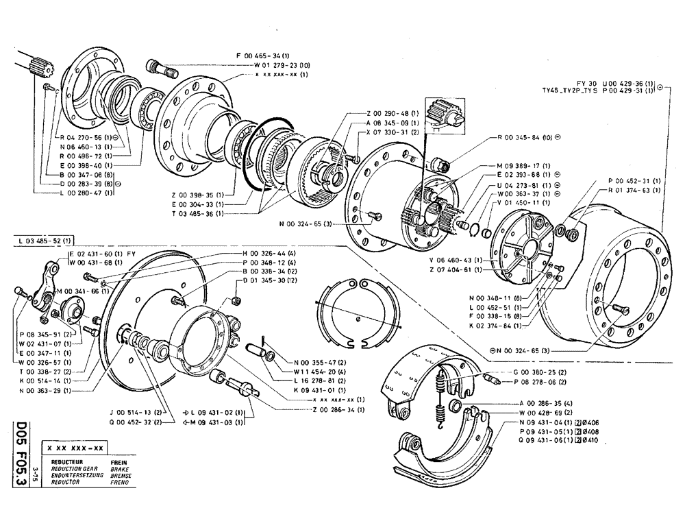 Схема запчастей Case TY45 - (D05 F05.3) - REDUCTION GEAR - BRAKE (04) - UNDERCARRIAGE