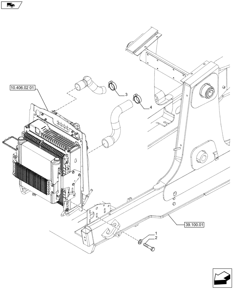 Схема запчастей Case 590SN - (10.406.03) - VAR - 747853, 747855 - RADIATOR MOUNTING (10) - ENGINE