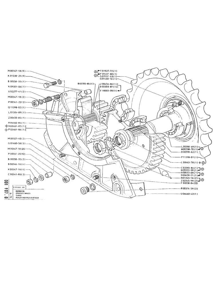 Схема запчастей Case RC200L - (043) - SPROCKET WHEEL 