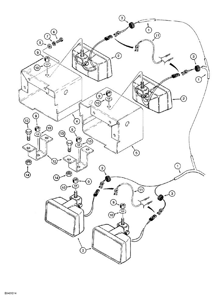 Схема запчастей Case 650G - (4-18) - LAMPS AND WIRING - MODELS WITH ROPS CAB, WITH OR WITHOUT SCREEN (04) - ELECTRICAL SYSTEMS