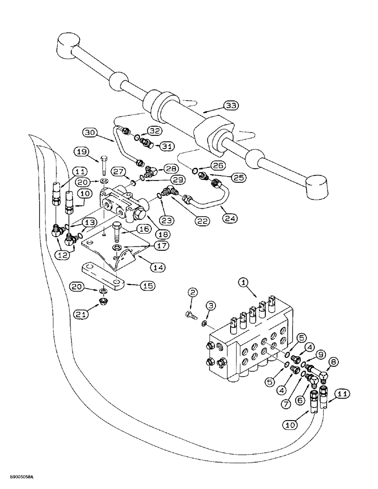 Схема запчастей Case 560 - (5-16) - REAR STEERING HYDRAULIC CIRCUIT, REAR STEERING CONTROL VALVE TO LOCKOUT VALVE (05) - STEERING