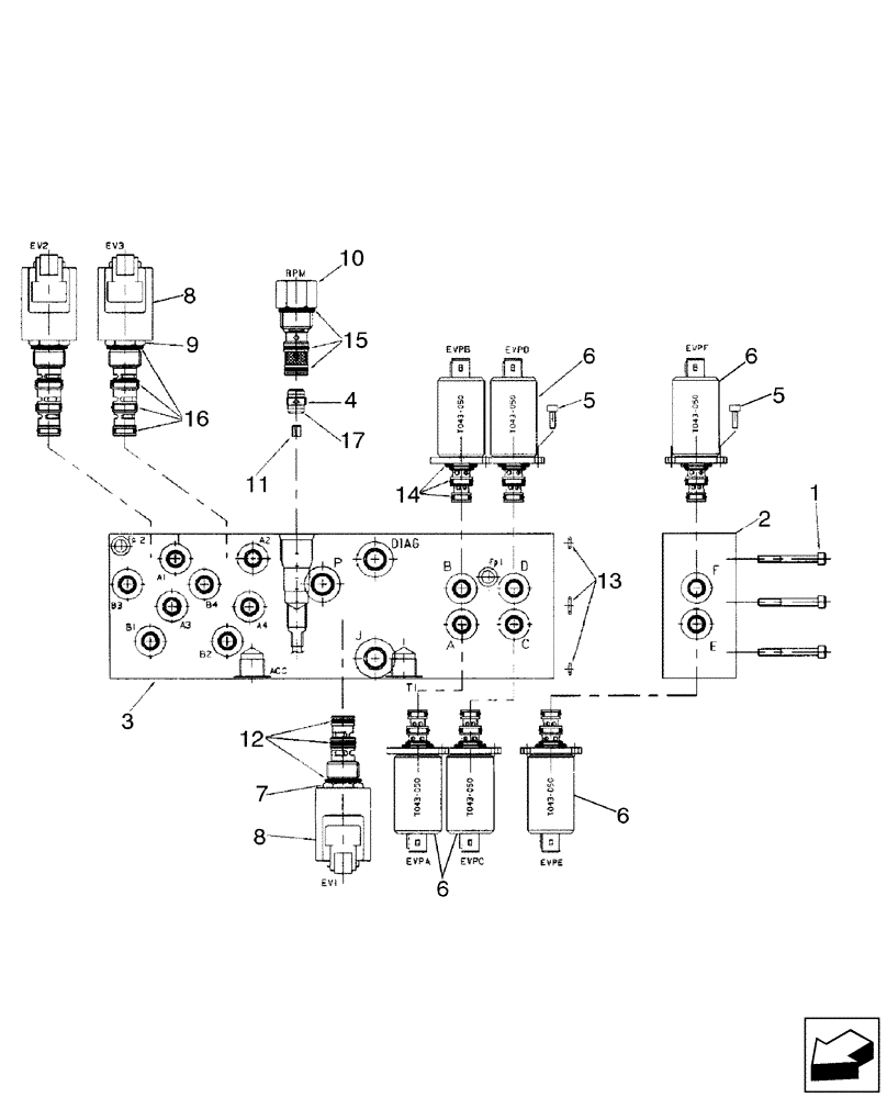 Схема запчастей Case 580SM - (35.150.14[02]) - VALVE ASSY, PRESSURE REDUCING (3 SPOOL) (WITH PILOT CONTROLS) (35) - HYDRAULIC SYSTEMS