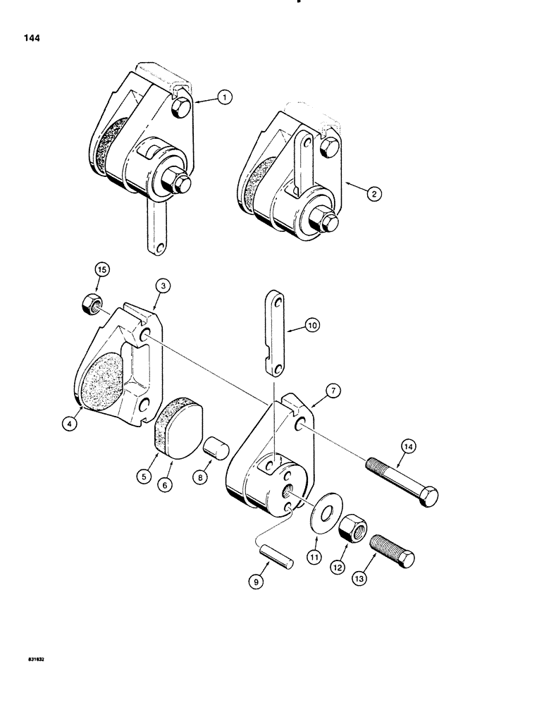 Схема запчастей Case SD100 - (144) - H638841 AND H638858 DISC BRAKE CALIPER (33) - BRAKES & CONTROLS