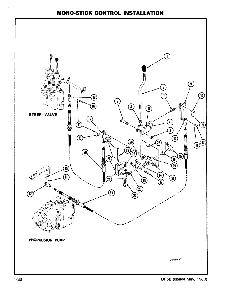 Схема запчастей Case DH5 - (1-36) - MONO-STICK CONTROL INSTALLATION (14) - MAIN GEARBOX & DRIVE