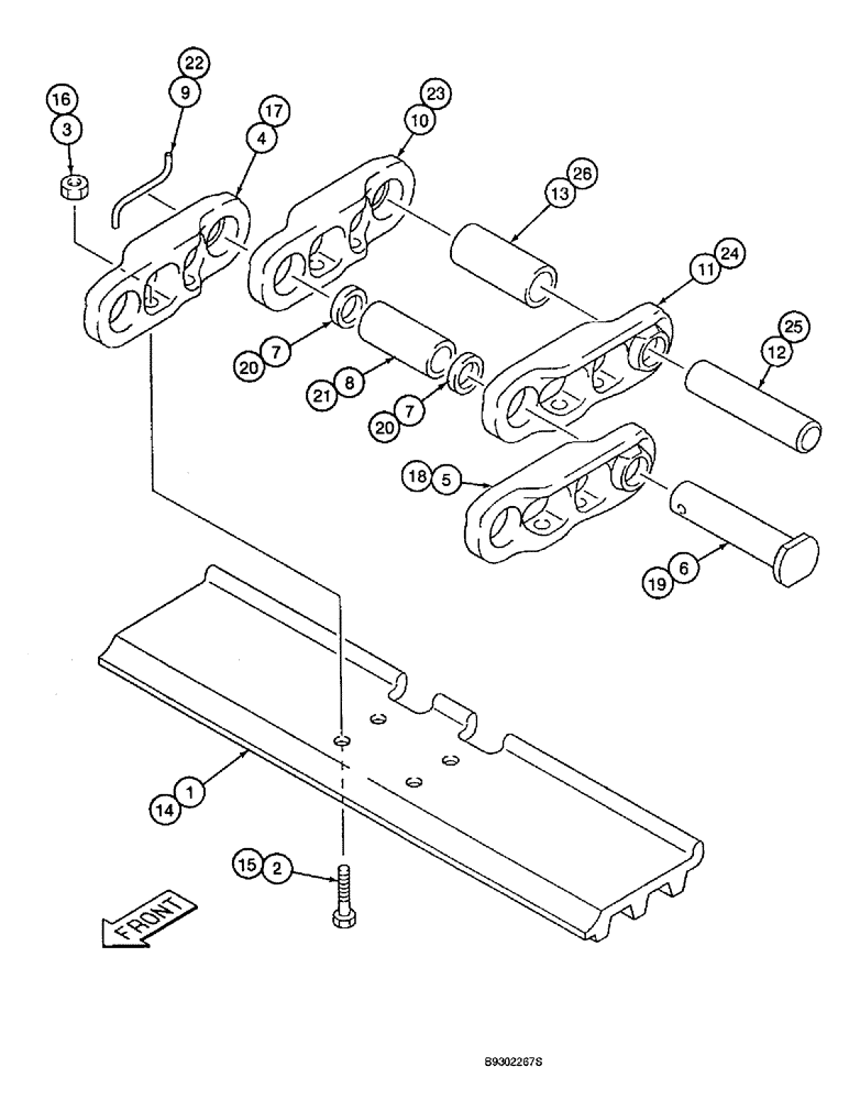 Схема запчастей Case 9060B - (5-04) - TRACK CHAIN AND SHOES, 25 & 26 LINK TRACK CHAIN ASSEMBLIES (11) - TRACKS/STEERING