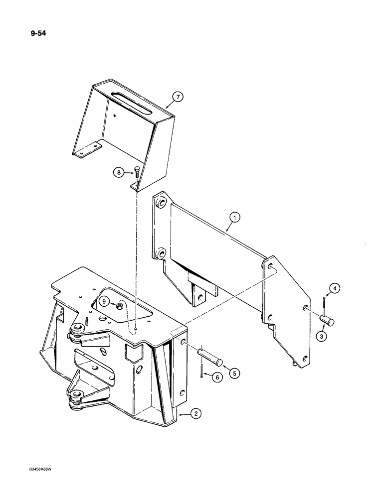 Схема запчастей Case MAXI-SNEAKER C - (9-54) - BACKHOE FRAME AND CONTROL COVER MOUNTING, USED ON MODELS WITH SD-70 BACKHOE (09) - CHASSIS/ATTACHMENTS